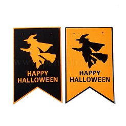 16色旗フェルトオーナメント2個。  ナイロンロープとプラスチックピンで  ハロウィン吊り飾り  パーティーギフトの家の装飾  魔女の模様  239x150x1mm  穴：3.5mm&nbsp;DIY-B054-02A