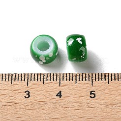スプレー塗装されたABSプラスチック製のヨーロッパのビーズ  大穴ビーズ  ラウンド  濃い緑  9x6mm  穴：4mm  約1600個/500g&nbsp;KY-G033-01A-08