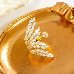 Olive Branch Brass Micro Pave Clear Cubic Zirconia Cuff Rings&nbsp;FS-WG54664-01