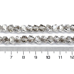 電気メッキガラスビーズ  半分メッキ  多面カット  ポリゴン  濃いグレー  6x6x5.5mm  穴：1.2mm  約96~100個/連  20.08''~20.47''（51~52センチメートル）&nbsp;EGLA-L018-B-AB03