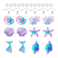 DIY Ocean Themed Acrylic & Stainless Steel Dangle Earring Jewelry Kits&nbsp;DIY-TA0010-53