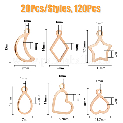 120Pcs 6 Style 304 Stainless Steel Charms&nbsp;STAS-DC0014-93