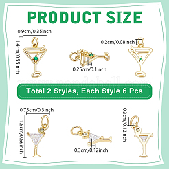 12Pcs 2 Styles Brass Pave Cubic Zirconia Pendants&nbsp;KK-UN0006-24