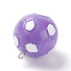 不透明樹脂ペンダント  プラチナメッキ鉄ループ付き  サッカー  暗紫色  24.5x21.5mm&nbsp;LS-RESI-I042-01B