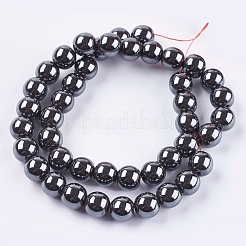 非磁性合成ヘマタイトビーズ連売り  ラウンド  10mm  穴：1.2mm  約41~42個/連  16インチ&nbsp;G-H1624-10mm-1