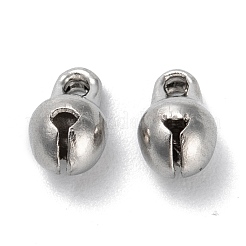 変色しない316サージカルステンレススチールチャーム  鐘  ステンレス鋼色  8x5x5mm  穴：1.2mm&nbsp;STAS-C026-28A-P