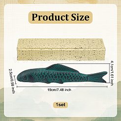 魚鉄中国書道ペーパーウェイトキャスト  ペーパーウェイトブラシホルダー  シーグリーン  190x25x41mm&nbsp;AJEW-WH0455-138
