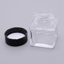 ガラス万年筆インクボトル  ABSプラスチックボトルキャップ付き  直方体の  透明  3.85x3.85x5.05cm  容量：30ミリリットル&nbsp;AJEW-WH0188-33