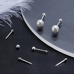 2 Pairs 925 Sterling Silver Stud Earring Findings&nbsp;STER-BBC0008-31D