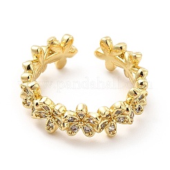 Clear Cubic Zirconia Flower Wrap Open Cuff Ring&nbsp;X-KK-H439-13G