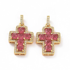 Brass Micro Pave Clear Cubic Zirconia Pendants&nbsp;ZIRC-F135-24G-B