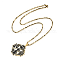 201 Stainless Steel Goth Knot Cross Pendant Box Chain Necklaces&nbsp;LS-NJEW-M010-05G