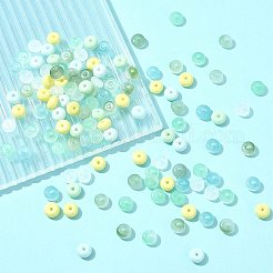 120個の模造翡翠ガラスビーズ  ロンデルビーズ  ミックスカラー  6~6.5x3.5mm  穴：1.2~1.4mm&nbsp;DGLA-FS0001-23