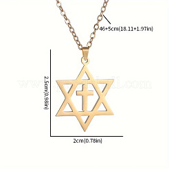 201 Stainless Steel Star of David with Cross Pendant Necklaces&nbsp;FS-WG42B24-02