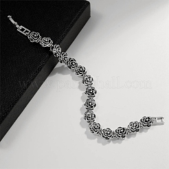 Vintage Alloy Rose Flower Link Chain Bracelet for Women&nbsp;BJEW-A140-01AS