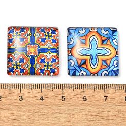20個のガラスカボション  正方形  ミックスカラー  25x25x6.5mm&nbsp;GGLA-S059-01A