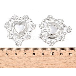 304ステンレスペンダント  神聖な心のチャーム  ステンレス鋼色  37.5x37x3mm  穴：2mm&nbsp;SA-CBAB51A-07P