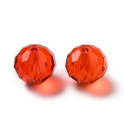 K9ガラス模造オーストリアクリスタルビーズ  多面カット  ラウンド  レッド  8mm  穴：1mm&nbsp;GLAA-H024-17B-14