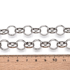 真鍮ローロチェーン  溶接されていない  スプールで  プラチナ  12x4mm  約16.40フィート（5m）/ロール&nbsp;CHC-T018-39P