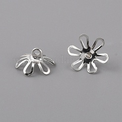 真鍮ビーズキャップペンダントベイル  グローブガラスバブルカバーペンダント作り用  花  銀  5.5x10~11mm  穴：1.4mm&nbsp;KK-WH0044-56S