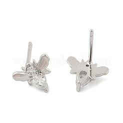Brass Micro Pave Clear Cubic Zirconia Stud Earrings&nbsp;EJEW-R016-26P-11