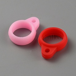 シリコンペンダント  電子スタイラス＆ライター製造用  フラットラウンド  19x14x5.5mm  穴：2.5mm  内径：10mm&nbsp;SIL-WH0013-43A