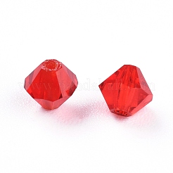 チェコガラスビーズ  多面カット  双円錐形  レッド  4x3.5~4mm  穴：1mm  約720個/袋&nbsp;GLAA-I045-01B-02