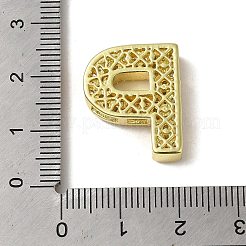 真鍮ビーズ  カドミウムフリー＆鉛フリー  クリアキュービックジルコニア  文字p  20.5x17x5.5mm  穴：4.5x2.5mm&nbsp;KK-D098-04P-G