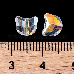 100個の電気メッキガラスビーズ  猫の形  多面カット  クリアAB  6x7x4.5mm  穴：1mm&nbsp;EGLA-P060-01A-AB01