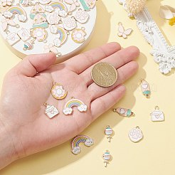 40個8スタイルアロイエナメルペンダント  風車/ロリポップ/ドーナツ/封筒/虹  ライトゴールド  ミックスカラー  15~20.5x8~24.5x1.5~2mm  穴：1.6mm  5個/スタイル&nbsp;ENAM-CJ0004-76