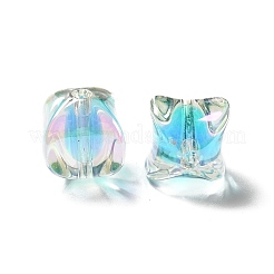 ツートン UV メッキ レインボー虹色アクリル ビーズ  長方形  ライトスカイブルー  15~15.5x14x14mm  穴：2.7mm&nbsp;LS-TACR-D010-04E