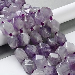 天然石アメジストビーズ連売り  シードビーズで  多面カット  菱形  17~21x13~16x12~15mm  穴：1.2~1.4mm  約18~19個/連  15.35~15.79インチ（39~40.1cm）&nbsp;G-C182-19-02