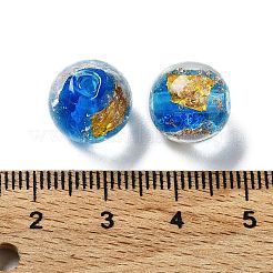 手作りランプワークビーズ  金銀箔付き  オーバル  ドジャーブルー  11.5~12x11~11.5mm  穴：1.8~2mm&nbsp;LAMP-H065-01M