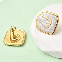 ロンバス201ステンレススチールエナメルスタッドピアス  304ステンレスピン付き  PVD真空メッキ  長持ちメッキ  ゴールドカラー  ミックスカラー  22.5x23mm&nbsp;EJEW-Z151-12G-01