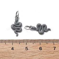 925スターリングシルバーペンダント  スネークチャーム  丸カンとスタンプ925個付き  アンティークシルバー  16.5x8x2mm  穴：3.5mm&nbsp;STER-D302-15AS