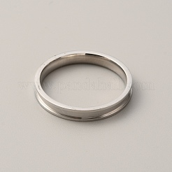 201ステンレススチール溝付き指輪男性用女性用  ステンレス鋼色  usサイズ14（23mm）&nbsp;RJEW-WH0009-04H-P
