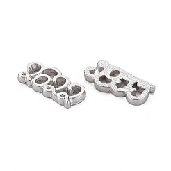 ラックメッキ合金ペンダント  カドミウムフリー＆鉛フリー  数2022  プラチナ  7x15x2mm  穴：1.6mm&nbsp;PALLOY-S139-006-RS