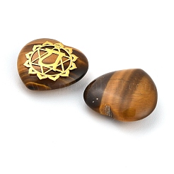 7Pcs 7 Styles Chakra Natural Tiger Eye Love Heart Ornaments Figurines&nbsp;G-P533-01C