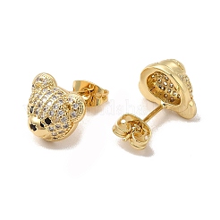 Cubic Zirconia Bear Stud Earrings&nbsp;EJEW-G341-01G