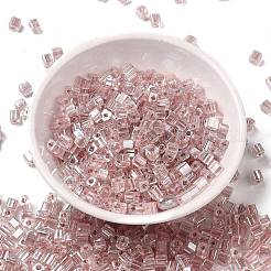 ガラスシードビーズ  透明な光沢のあるガラス  角穴  正方形  ミスティローズ  4x4x4mm  穴：1.2mm  222個/ 20g&nbsp;X1-SEED-H002-F-1139