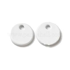 スプレー塗装された201ステンレススチールチャーム  フラットラウンドのチャーム  ホワイト  6x0.5mm  穴：1mm&nbsp;STAS-I672-01A