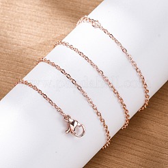 真鍮のアズキチェーンネックレス  304ステンレススチール製カニカン付き  鉛フリー＆カドミウムフリー  長持ちメッキ  ラックめっき  ローズゴールド  17.60インチ（44.7cm）&nbsp;NJEW-D302-82RG