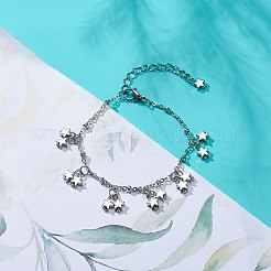 304 Stainless Steel Star Charm Bracelet with Satellite Chains for Women&nbsp;BJEW-JB08842