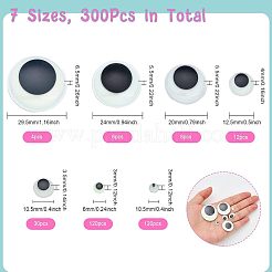300Pcs 7 Style Luminous Plastic & Resin Wiggle Googly Eyes Cabochons&nbsp;DIY-CA0004-96