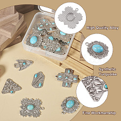 16Pcs 8 Styles Synthetic Turquoise Pendants&nbsp;FIND-TA0002-15