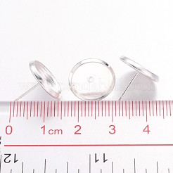 シルバーカラーメッキ真鍮耳スタッドセッティング  ニッケルフリー  トレイ：12mm  12mm  ピン：1mm&nbsp;X-IFIN-Q005-S-NF