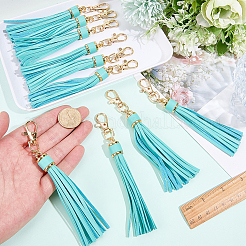10Pcs Imitation Leather with Light Gold Alloy Clasps Tassel Big Pendants Decorations&nbsp;AJEW-CL0003-14D