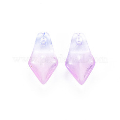ツートン透明スプレー塗装ガラスチャーム  花弁  プラム  14.5x7.5x4mm  穴：1.2mm&nbsp;GLAA-S190-019D-01