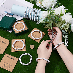 12Pcs Synthetic White Turquoise Round Beads Stretch Bracelets for Men Women&nbsp;BJEW-UN0001-89