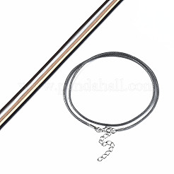 ワックスコードネックレス作り  プラチナカラーの鉄の留め金とエクステンダーチェーン付き  ミックスカラー  17.72インチ（450mm）&nbsp;NCOR-T003-02